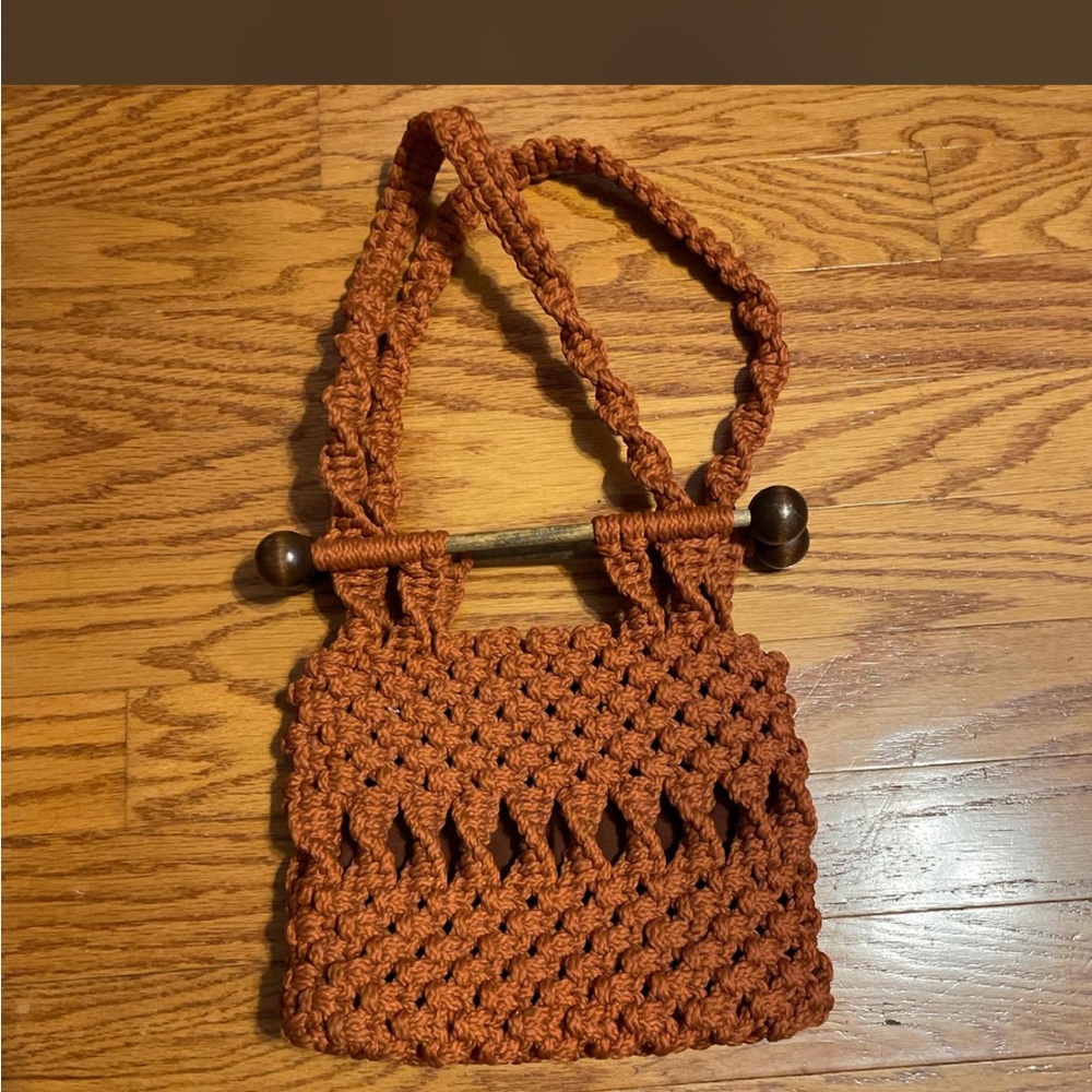 Elegant Brown Crochet Shoulder Bag